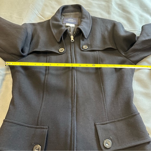 Zara Classic concepts wool blend coat sz 44/12 Black Zip Up Pockets Md In Spain - Picture 11 of 16